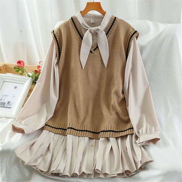 women's vests vintage striped sweater vest women student v-neck knitted all-match chic daily sleeveless waistcoat womens 2 piece, Black;white
women's vests vintage striped sweater vest women student v-neck knitted all-match chic daily sleeveless waistcoat womens 2 piece, Black;white