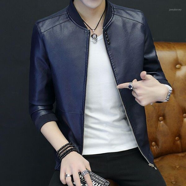 men`s casual faux leather jacket zipper soft rib sleeve spring autumn pu slim jacket trend locomotive coat male1, Black
men`s casual faux leather jacket zipper soft rib sleeve spring autumn pu slim jacket trend locomotive coat male1, Black