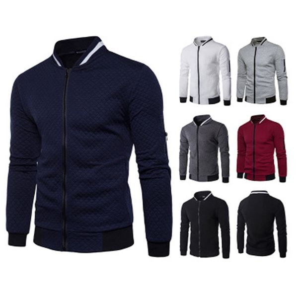 men solid color zipper hoodies clothing fashion long sleeve diamond lattice cardigan sweatshirts male spring stand collar slim pullover, Black
men solid color zipper hoodies clothing fashion long sleeve diamond lattice cardigan sweatshirts male spring stand collar slim pullover, Black