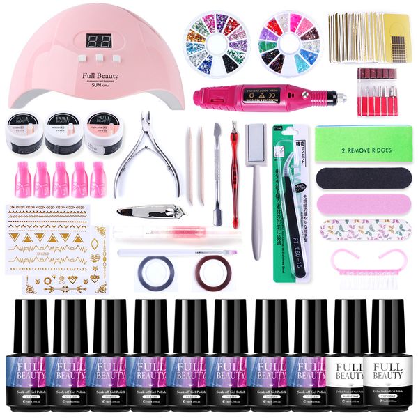 nail kit gel set uv led lamp dryer with electric drill machine cat eye gel varnish nail gems line sticker manicure
nail kit gel set uv led lamp dryer with electric drill machine cat eye gel varnish nail gems line sticker manicure