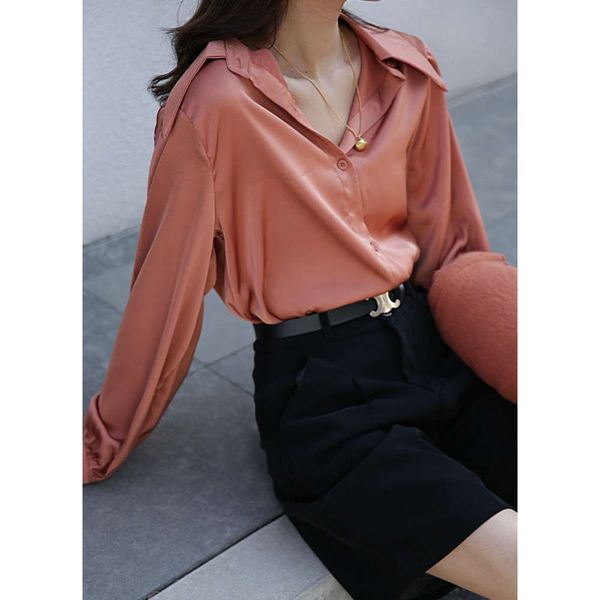 female 2021 spring and summer new version hong kong style shirt long sleeve loose temperament satin fashion, White
female 2021 spring and summer new version hong kong style shirt long sleeve loose temperament satin fashion, White
