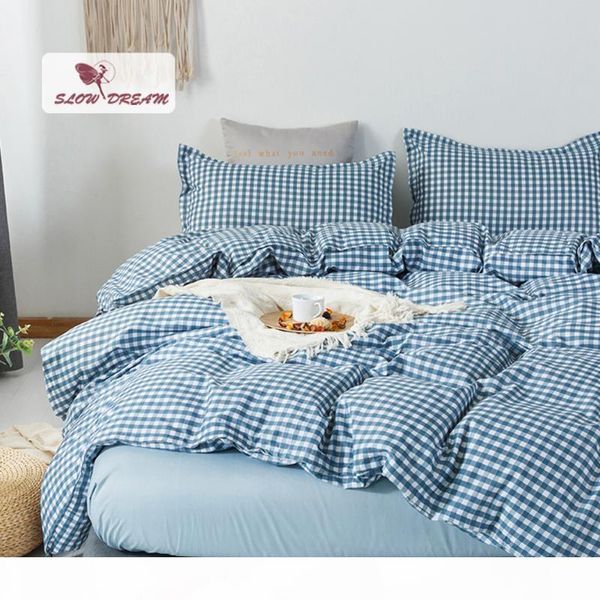 slowdream blue grid bedding set japan style comfortable duvet cover flat sheet double single family size bed linen set
slowdream blue grid bedding set japan style comfortable duvet cover flat sheet double single family size bed linen set