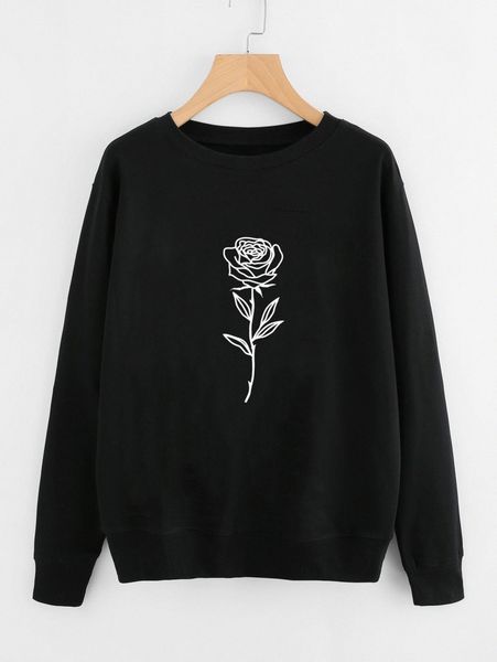 floral print crew neck sweatshirt d2ya#, White;black
