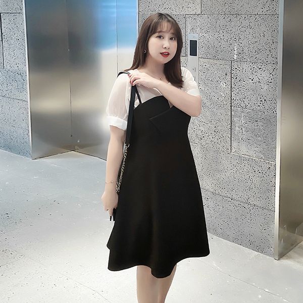 xl xxl 3xl 4xl new summer 2020 women midi dress short sleeve big size black white two piece set knee length elegant lady, Black;gray
xl xxl 3xl 4xl new summer 2020 women midi dress short sleeve big size black white two piece set knee length elegant lady, Black;gray