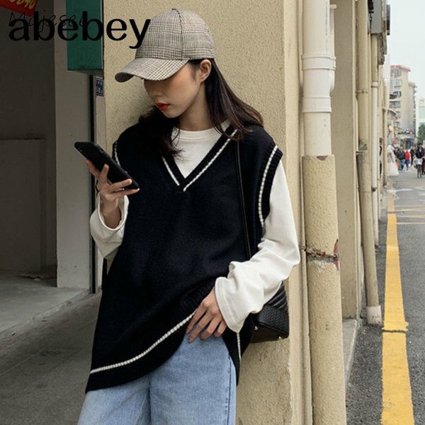 vests women simple all-match patchwork korean style v-neck knitted trendy womens leisure students sleeveless female vintage new 201125, Black;white
vests women simple all-match patchwork korean style v-neck knitted trendy womens leisure students sleeveless female vintage new 201125, Black;white