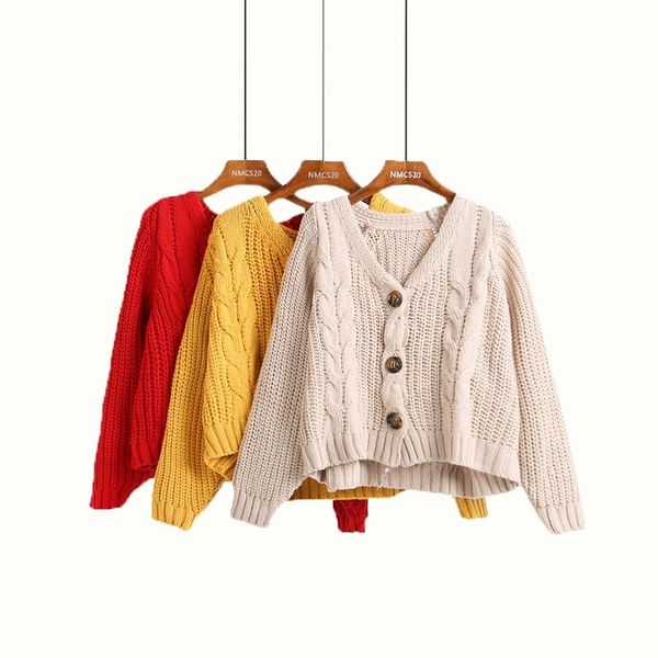 vintage twist single-breasted cardigans sweater casual women short bat sleeve knit coat autumn winter loose sweater outwear y200106, White;black
vintage twist single-breasted cardigans sweater casual women short bat sleeve knit coat autumn winter loose sweater outwear y200106, White;black