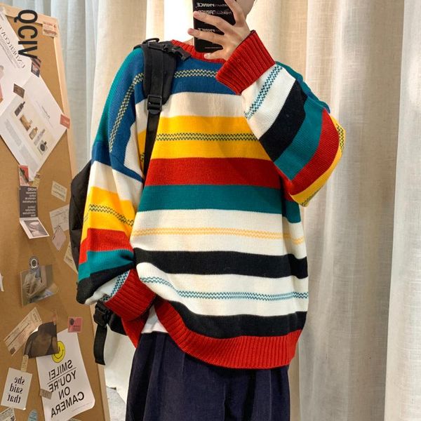 men's sweaters color striped sweater fashion casual o-neck pullover men streetwear loose knitting male sweter clothes, White;black
men's sweaters color striped sweater fashion casual o-neck pullover men streetwear loose knitting male sweter clothes, White;black