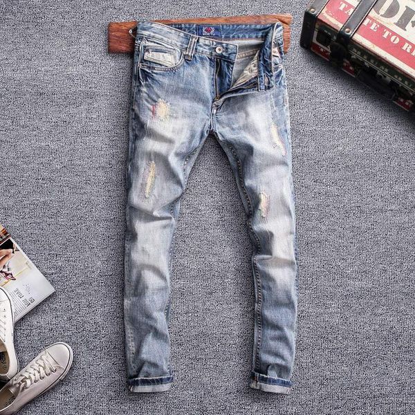 men's jeans italian vintage fashion men light blue slim fit embroidery patchwork ripped streetwear designer hip hop men1
men's jeans italian vintage fashion men light blue slim fit embroidery patchwork ripped streetwear designer hip hop men1