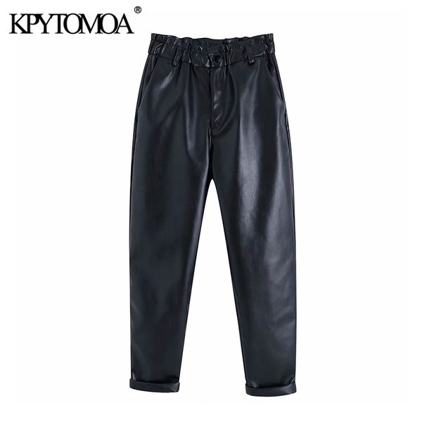 vintage stylish faux leather high waisted harem pants women fashion elastic paperbag waist pockets female pu ankle trousers 201109, Black;white
vintage stylish faux leather high waisted harem pants women fashion elastic paperbag waist pockets female pu ankle trousers 201109, Black;white