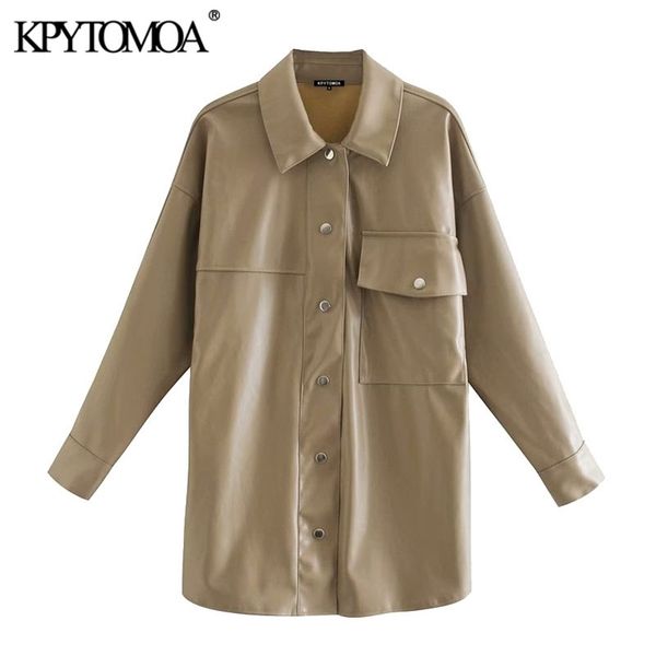 kpytomoa women fashion faux leather pockets oversized jacket coat vintage long sleeve side vents female outerwear chic 201223, Black
kpytomoa women fashion faux leather pockets oversized jacket coat vintage long sleeve side vents female outerwear chic 201223, Black