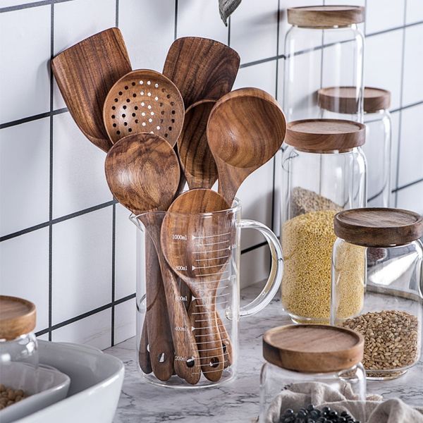 1-7pcs/set teak natural wood tableware spoon colander spoon special nano soup skimmer cooking spoon wooden kitchen tool kit
1-7pcs/set teak natural wood tableware spoon colander spoon special nano soup skimmer cooking spoon wooden kitchen tool kit