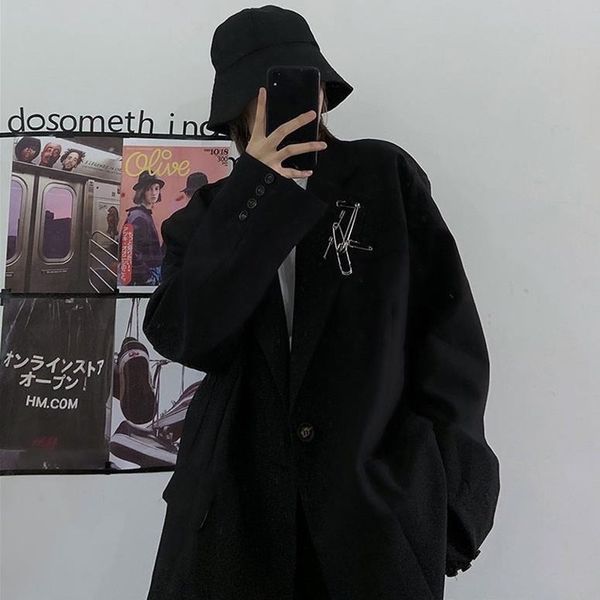 2021 new fashion winter women black and casual sloose biker suit jacket single button streetwear female blazer coat sfep, White;black
2021 new fashion winter women black and casual sloose biker suit jacket single button streetwear female blazer coat sfep, White;black
