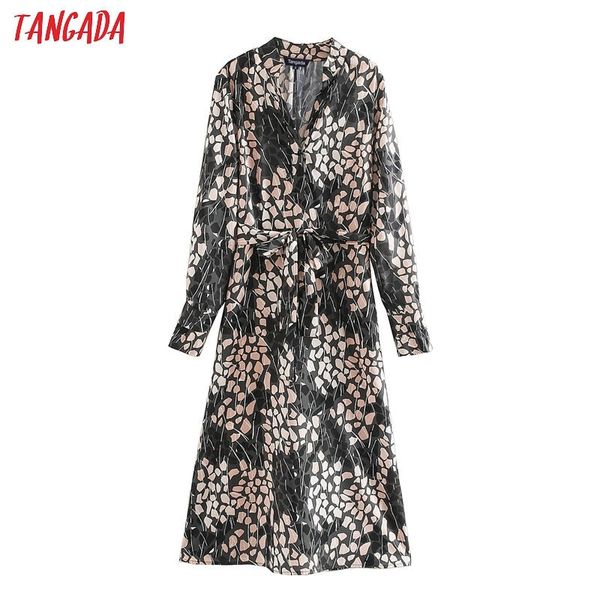 tangada fashion women flowers print elegant chiffon dress with slash v neck long sleeve ladies fit midi dress vestidos xn200 y200805, Black;pink 
tangada fashion women flowers print elegant chiffon dress with slash v neck long sleeve ladies fit midi dress vestidos xn200 y200805, Black;pink