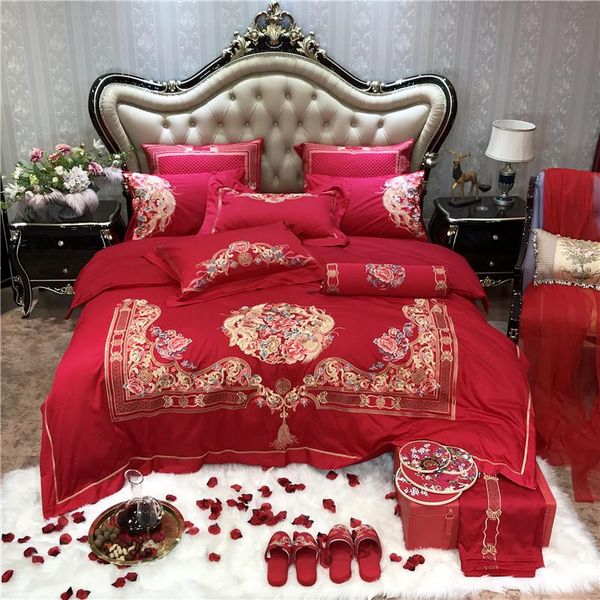 bedding sets red with gold embroidery size quilt cover bed sheet pillowcase set for wedding linen 4/6/9pcs
bedding sets red with gold embroidery size quilt cover bed sheet pillowcase set for wedding linen 4/6/9pcs