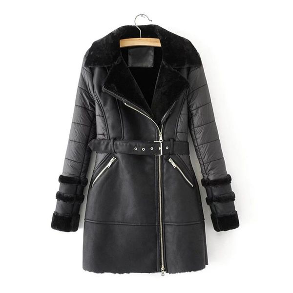 integrated pu fur warm long windproof chic women's jacket lapel thick motorcycle belt black female winter coat outerwear
integrated pu fur warm long windproof chic women's jacket lapel thick motorcycle belt black female winter coat outerwear