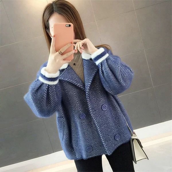2021 winter new imitation mink velo women's jacket short lazy sweater spring and autumn mesh cardigan dtdm, Black;brown
2021 winter new imitation mink velo women's jacket short lazy sweater spring and autumn mesh cardigan dtdm, Black;brown