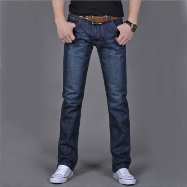 spring men's casual straight slim jeans fashionable dark blue cotton full length pants mid waist comfy male bottom for autumn
spring men's casual straight slim jeans fashionable dark blue cotton full length pants mid waist comfy male bottom for autumn