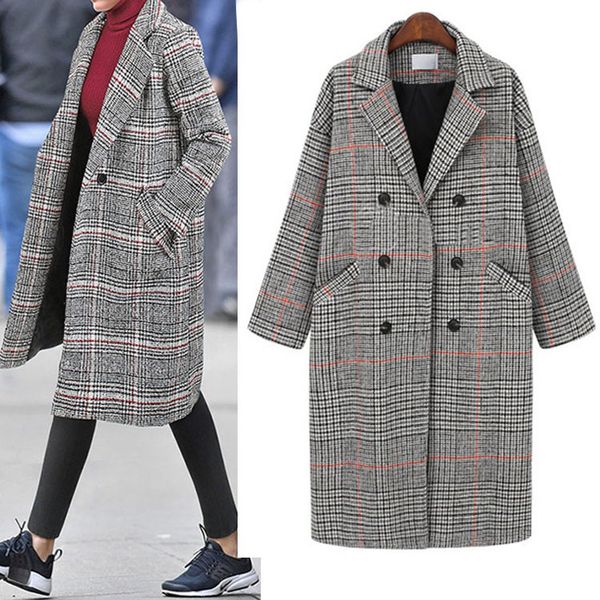 european station womens clothing autumn and winter clothing new retro loose thick mid-length checked woolen coat woolen coat for women, Black
european station womens clothing autumn and winter clothing new retro loose thick mid-length checked woolen coat woolen coat for women, Black