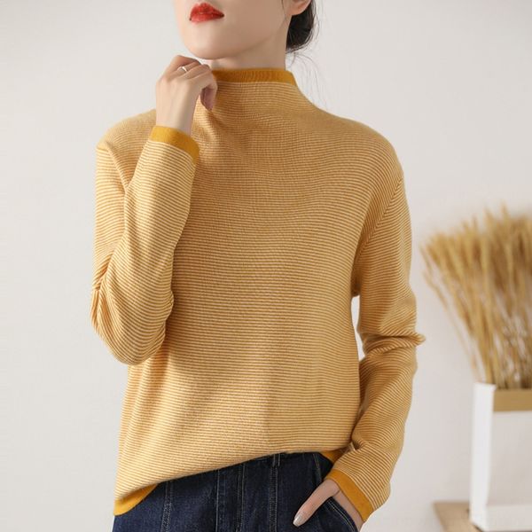 df4zx half sweater high striped loose sweater women's collar long small 2020 new autumn winter with bottom knitted shirt sleeve fresh, White;black
df4zx half sweater high striped loose sweater women's collar long small 2020 new autumn winter with bottom knitted shirt sleeve fresh, White;black