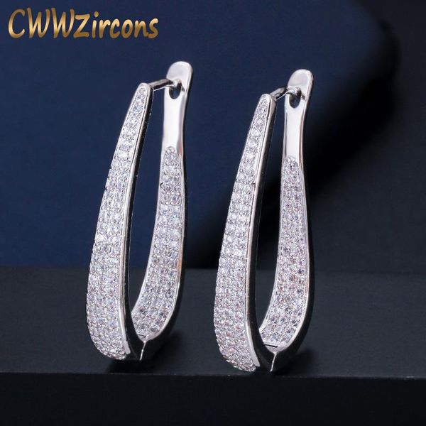 hoop & huggie cwwzircons micro pave cubic zirconia stone white gold luxury big earrings fashion jewelry gift for women brincos cz593, Golden;silver
hoop & huggie cwwzircons micro pave cubic zirconia stone white gold luxury big earrings fashion jewelry gift for women brincos cz593, Golden;silver
