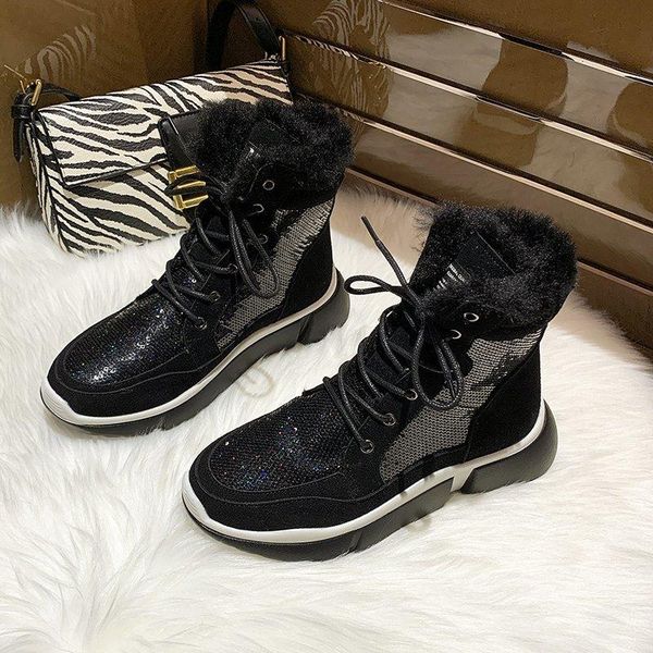 2021 new winter women snow boots fur thick sole internal increase short boots female wild plus velvet thick warm cotton shoes, Black
2021 new winter women snow boots fur thick sole internal increase short boots female wild plus velvet thick warm cotton shoes, Black