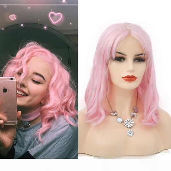 quinlux wigs pink peach wavy bob wig synthetic lace front hair for women half hand tied lolita cosplay 150% density heat fiber, Black
quinlux wigs pink peach wavy bob wig synthetic lace front hair for women half hand tied lolita cosplay 150% density heat fiber, Black