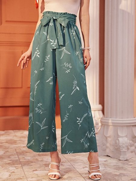 plants print paperbag waist wide leg pants j2qi#, Black;white
plants print paperbag waist wide leg pants j2qi#, Black;white