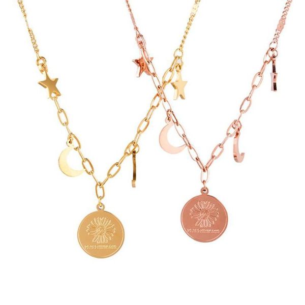 stainless steel little flower rose gold round disc tag pendant necklace moon star necklaces jewelry gift for him, Silver
stainless steel little flower rose gold round disc tag pendant necklace moon star necklaces jewelry gift for him, Silver