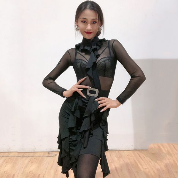 2021 dance dresses for women latin performance dance wear fringe ruffle black long sleeve perspective mesh club dress bi953, Black;red
2021 dance dresses for women latin performance dance wear fringe ruffle black long sleeve perspective mesh club dress bi953, Black;red