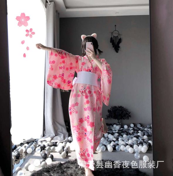 lin ting's new underwear uniform allure japane game girl long printed kimono 1140, Black;white
lin ting's new underwear uniform allure japane game girl long printed kimono 1140, Black;white