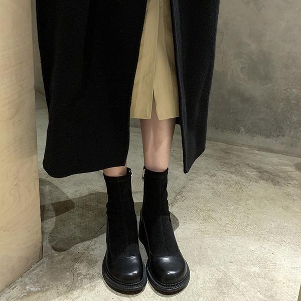 boots bright2021 fall / winter women british style round head short for women's thi heel and thin, Black
boots bright2021 fall / winter women british style round head short for women's thi heel and thin, Black