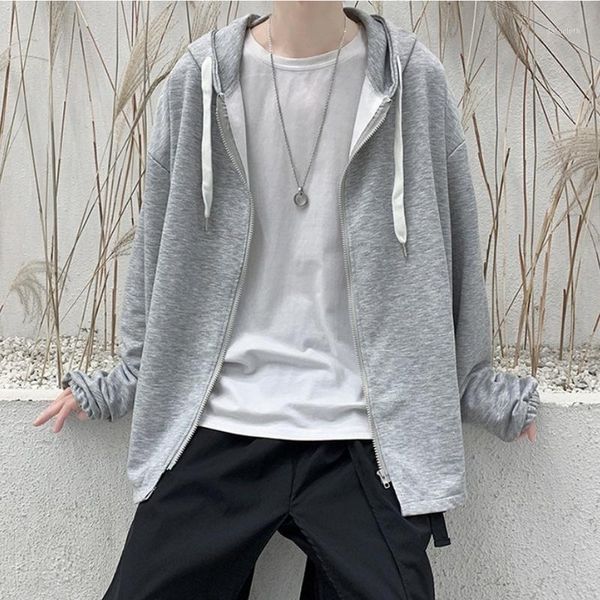 2021 spring and autumn men's solid color long-sleeved hooded casual loose cardigan sweatshirts1, Black
2021 spring and autumn men's solid color long-sleeved hooded casual loose cardigan sweatshirts1, Black