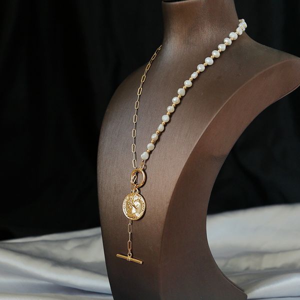 18k gold covered freshwater pearl special shaped bead french buckle metal y-shaped necklace clavicle chain, Silver
18k gold covered freshwater pearl special shaped bead french buckle metal y-shaped necklace clavicle chain, Silver