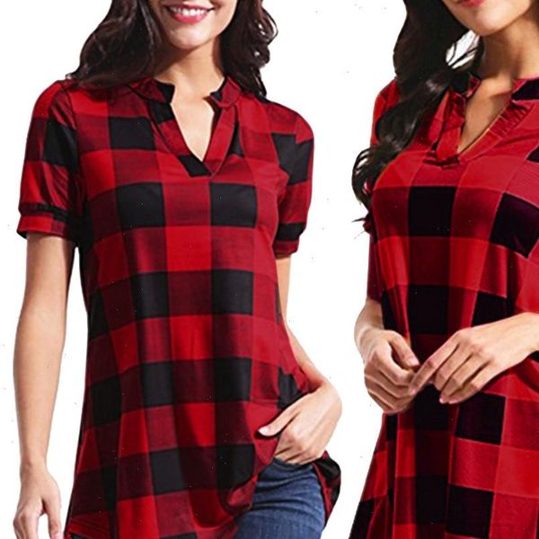 summer plaid print women blouse irregular hem 5xl plus size blouses casual loose short sleeve v neck work shirts woman blusa top, White
summer plaid print women blouse irregular hem 5xl plus size blouses casual loose short sleeve v neck work shirts woman blusa top, White