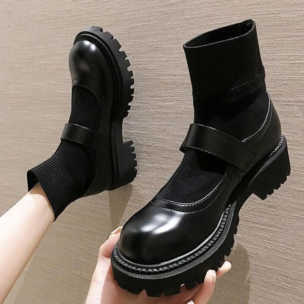 college girls stretch sock boots women round toe chunky heels riding boots platform buckle band knitting botas women shoes1, Black
college girls stretch sock boots women round toe chunky heels riding boots platform buckle band knitting botas women shoes1, Black