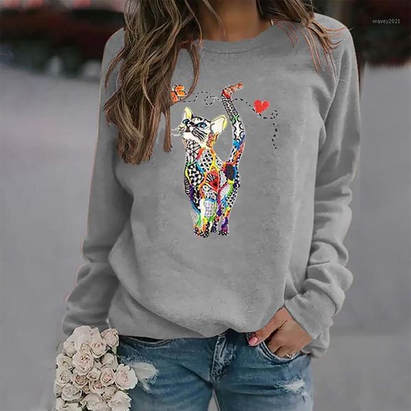 women's hoodies & sweatshirts colorful cat oversize pullover women 2021 loose round collar autumn casual thin pullovers bottom1, Black
women's hoodies & sweatshirts colorful cat oversize pullover women 2021 loose round collar autumn casual thin pullovers bottom1, Black