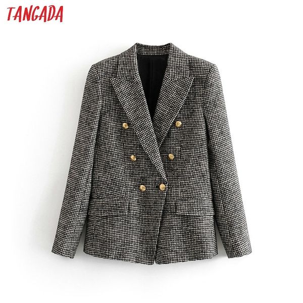 tangada women warm winter double breasted suit jacket office ladies vintage plaid blazer pockets work wear outwear 3h154 201114, White;black
tangada women warm winter double breasted suit jacket office ladies vintage plaid blazer pockets work wear outwear 3h154 201114, White;black
