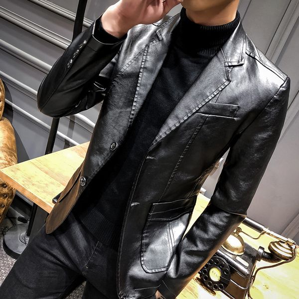 men leather suit casual jacket korean slim lapel leather suit leather jacket men trend, White;black
men leather suit casual jacket korean slim lapel leather suit leather jacket men trend, White;black