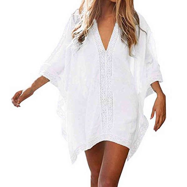 women loose plus size beach dress swimwear cover up ikini cover-up blouse beach hollowed-out dress holiday, White;black
women loose plus size beach dress swimwear cover up ikini cover-up blouse beach hollowed-out dress holiday, White;black