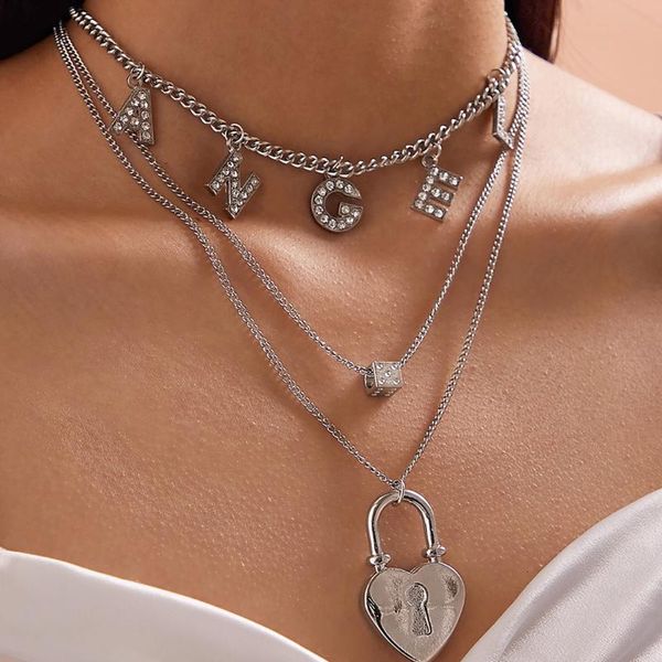 european and american jewelry with creative dice geometric simple angel letter heart-shaped lock necklace for fashion women gift, Silver
european and american jewelry with creative dice geometric simple angel letter heart-shaped lock necklace for fashion women gift, Silver