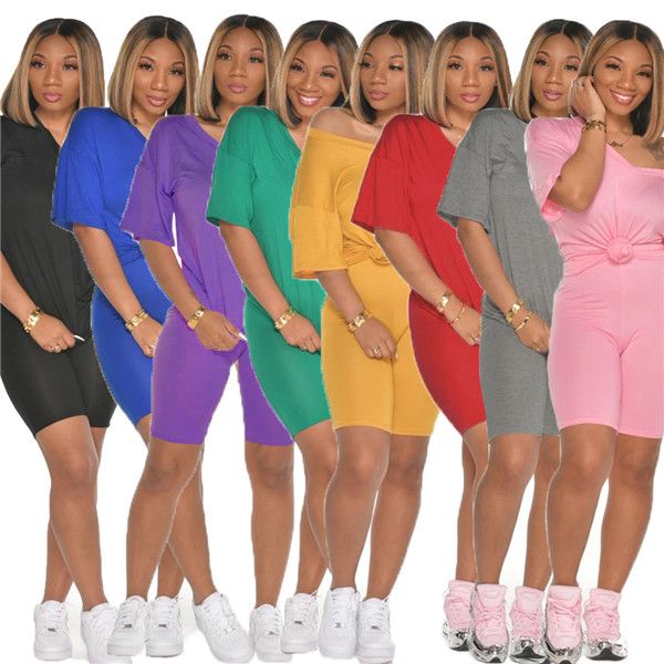 solid color womens 2pcs tracksuits summer v neck short sleeve t shirts and skinny shorts, Gray
solid color womens 2pcs tracksuits summer v neck short sleeve t shirts and skinny shorts, Gray