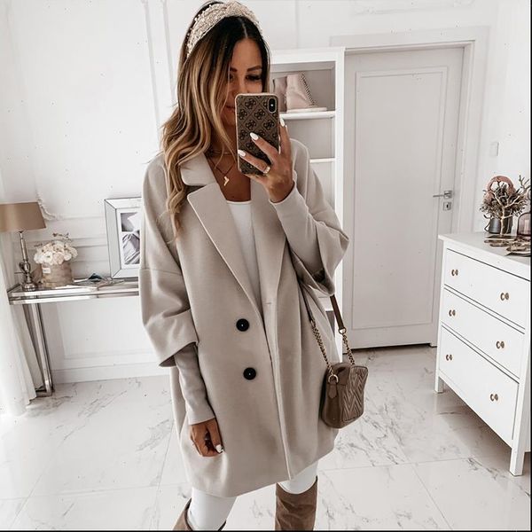 women autumn loose woollen blends coats winter casual three quarter sleeve single breasted coat outwear loose 2xl long overcoats, Black
women autumn loose woollen blends coats winter casual three quarter sleeve single breasted coat outwear loose 2xl long overcoats, Black