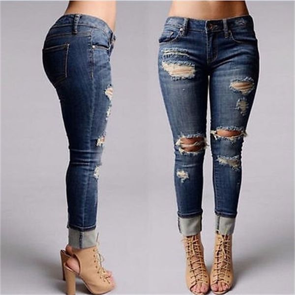 new women trousers destroyed ripped distressed slim full length hole casual pencil pants boyfriend jeans, Blue
new women trousers destroyed ripped distressed slim full length hole casual pencil pants boyfriend jeans, Blue