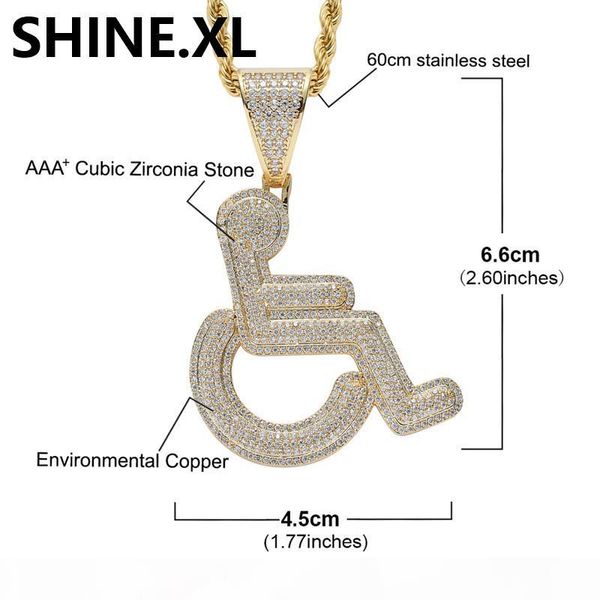 18k gold iced out wheelchair pendant necklace brass material gold silver plated mens hip hop jewelry gift
18k gold iced out wheelchair pendant necklace brass material gold silver plated mens hip hop jewelry gift