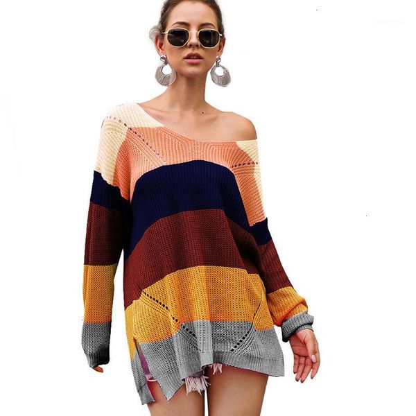 rr rainbow striped sweaters women fashion v neck sweater women elegant loose long sleeve pullover sweaters female ladies is1, White;black
rr rainbow striped sweaters women fashion v neck sweater women elegant loose long sleeve pullover sweaters female ladies is1, White;black