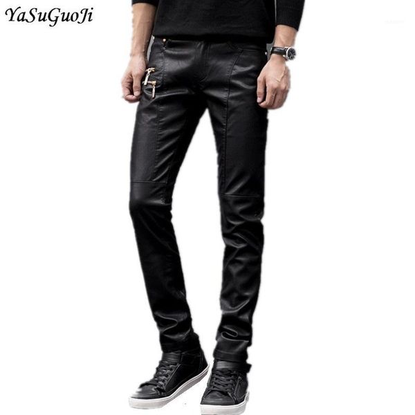men's pants yasuguo 2021 moto style fashion fake zipper desgin slim fit faux leather men skinny trousers streetwear men1, Black
men's pants yasuguo 2021 moto style fashion fake zipper desgin slim fit faux leather men skinny trousers streetwear men1, Black