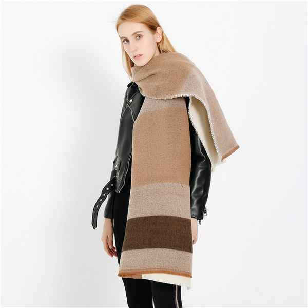 2020 autumn and winter monsoon street new large stripe pattern warm imitation cashmere scarf for women, Blue;gray
2020 autumn and winter monsoon street new large stripe pattern warm imitation cashmere scarf for women, Blue;gray