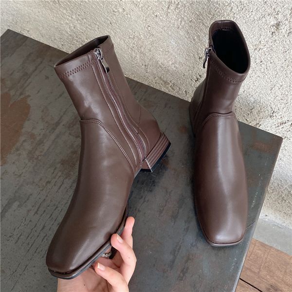 2021 female winter brown ankle fashion sqaure toe soft leather designer cowgirl boots e2h7, Black
2021 female winter brown ankle fashion sqaure toe soft leather designer cowgirl boots e2h7, Black