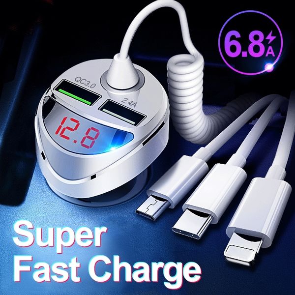 qc 3.0 quick car charger with 3 in 1 usb cable for iphone 11 7 samsung xiaomi huawei micro usb type c fast phone charge charger
qc 3.0 quick car charger with 3 in 1 usb cable for iphone 11 7 samsung xiaomi huawei micro usb type c fast phone charge charger