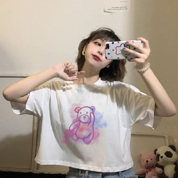 korean women's new coat t-shirt summer net red cute bear short sleeve t-shirt for women's fashion loose short navel fashion sptsq, White
korean women's new coat t-shirt summer net red cute bear short sleeve t-shirt for women's fashion loose short navel fashion sptsq, White